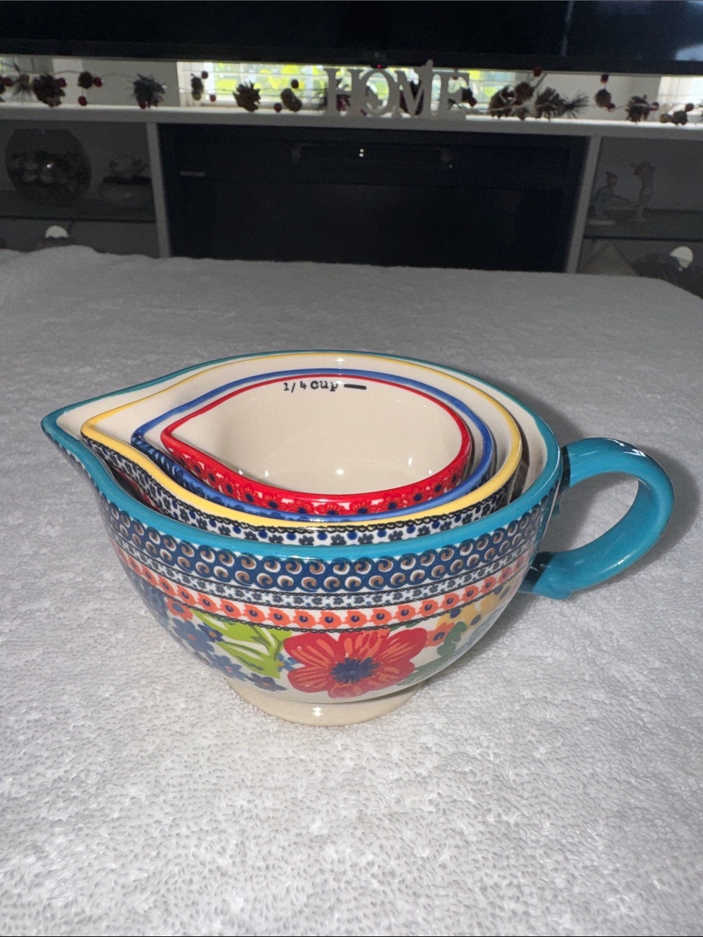 The Pioneer Woman Colorful Floral Ceramic Nesting Measuring Cups